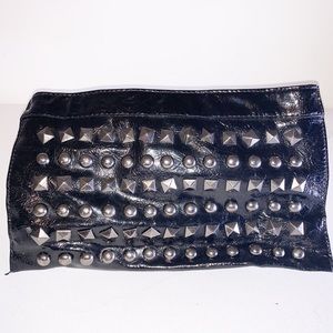 Studded Black Zipper clutch